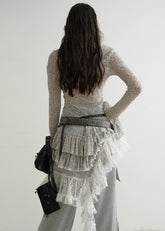 Lace Spliced Knit Skirt dress